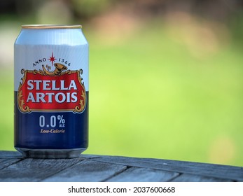 Sint Gillis Waas, Belgium, 07 September, 2021, A Can Of Stella Artois Beer Without Alcohol And Low In Calories, Brewed By A Belgian Brewery