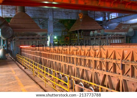 sintering machinery and equipment in a steel plant, closeup of photo 