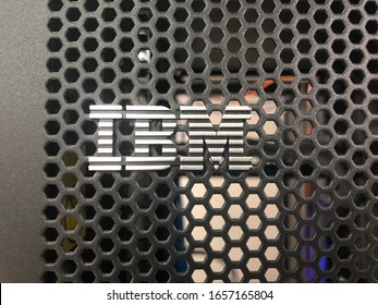 Sintok, Kedah, Malaysia - Dec 23, 2019: IBM Logo On Server Rack At Datacenter.