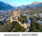 Sion, Switzerland at the historic Valere Basilica fortified church in the morning.