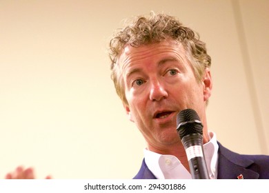 SIOUX CENTER, IOWA - JULY 1, 2015: Presidential candidate, Senator Rand Paul, addresses the public at a campaign stop in Iowa.