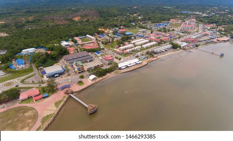 Sipitang,Sabah,Malaysia-July 29,2019: An Aerial View Sipitang Town,Sabah.Sipitang Malay Pekan Sipitang Is The Capital Of The Sipitang District In The Interior Division Of Sabah, Malaysia. 