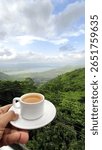 Sipping hot tea with a stunning view of Panchgani-Mahabaleshwar’s lush hills and valley—weekend bliss in nature’s lap. relaxing monsoon afternoon with an Indian tea and cool weather. View from balcony