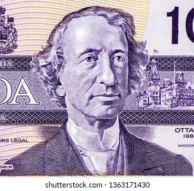 Sir John A. Macdonald. Portrait From Canada 10 Dollar Banknotes. 