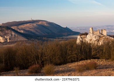 Sirotci hradek ruins and Devicky ruins on Palava region, South Moravia, Czech Republic