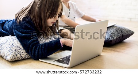 Sister Brother Playing Techie Digital Device