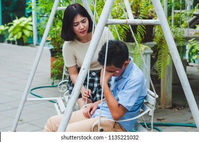 Sister Comforting Her Sad Brother Sitting Stock Photo 1135221032 ...