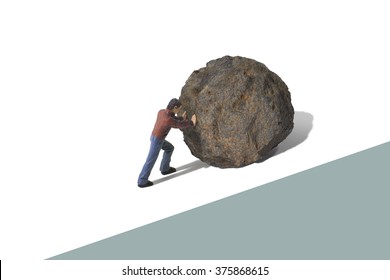 Sisyphus Pushing A Boulder Uphill
