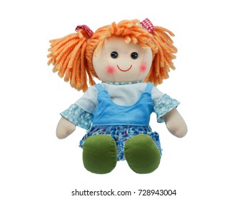 Sit and smiling cute rag doll isolated 