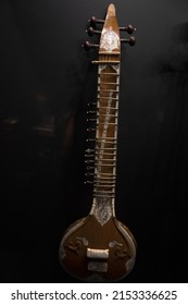sitar isolated on black background