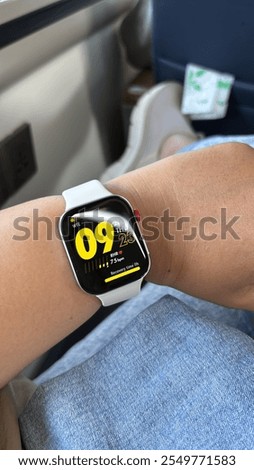 Sitdown and Looking for the digital clock at the train