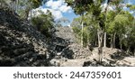 The site of the ancient Mayan temple of El Tigre at the ancient Mayan archaeological site of El Mirador.