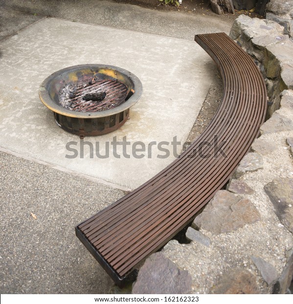 Sitting Area Patio Wood Bench Surrounds Stock Image Download Now