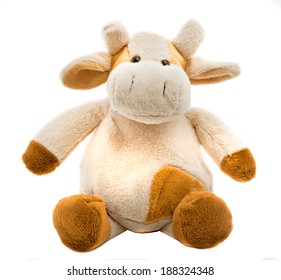 Sitting Cow Soft Toy Isolated On White