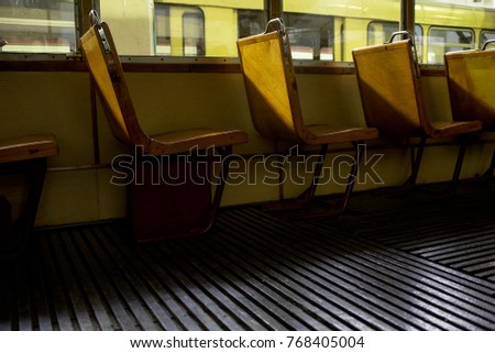 sitting in the old tram