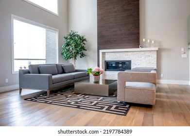 Sitting Room In A Modern Suburban Home In Canada.