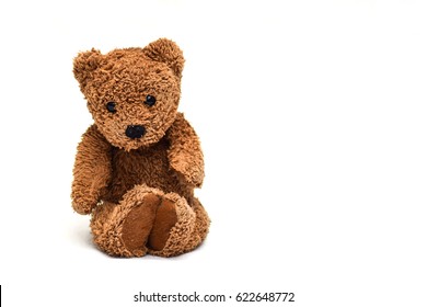 Sitting Teddy Bear On White Background