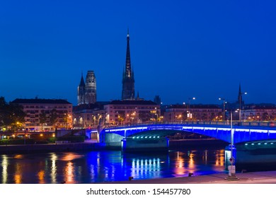 Sityscape Of Rouen City At A Summer Night