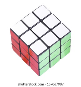 Six color cube puzzle with clipping path