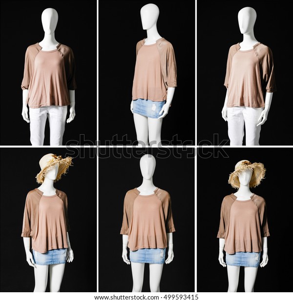 Six Female Mannequin Dressed Shirt Andjeans Stock Photo (Edit Now ...