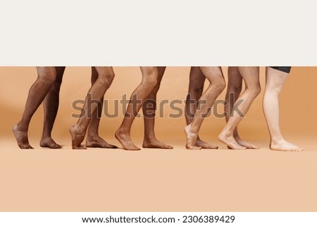 Similar – Unrecognizable diverse barefooted women in bath towels