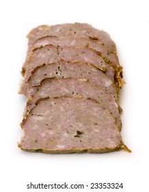 Six Meat Loaf Slices On A White Background