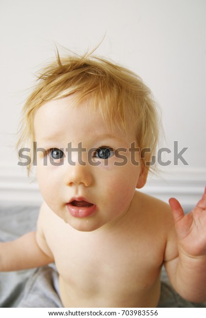 Six Month Old Baby Boy Blue Stock Photo Edit Now 703983556