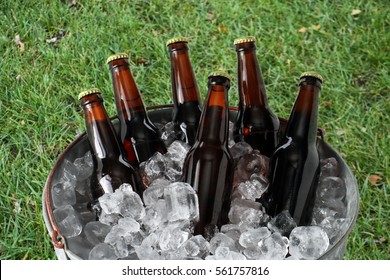 Six Pack Of Beer In Ice Bucket