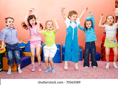 Six Preschoolers Jumping