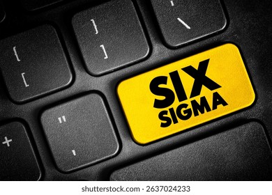 Six Sigma (6σ) - set of techniques and tools for process improvement, text concept button on keyboard for presentations and reports