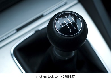 Six Speed Gear Shifter In Sports Car