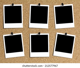 Six variously placed old photos on cork bulletin board - Shutterstock ID 212577967