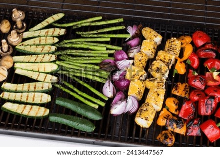 six vegetables on the grill