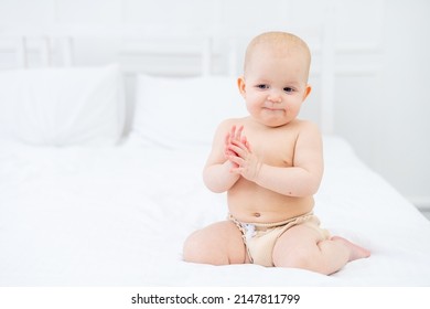 Sixmonthold Baby Diapers On White Cotton Stock Photo 2147811799 ...