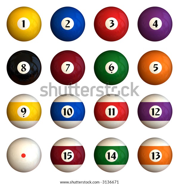 Sixteen Pool Balls Isolated On White Stock Photo 3136671 | Shutterstock