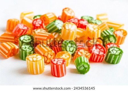 A sixteenth-century flavor Traditional Turkish Hard Colorful Candy is Akide heap on white surface