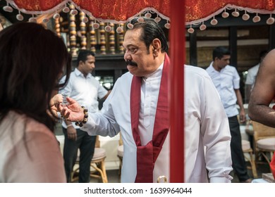 Sixth President Of Sri Lanka, Mahinda Rajapaksa. In The Gangarama Temple At Religious Ceremony And Baptism. 28.January.2020 Colombo, Sri Lanka