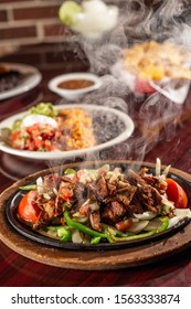 Sizzling Beef Fajita Platter In Skillet