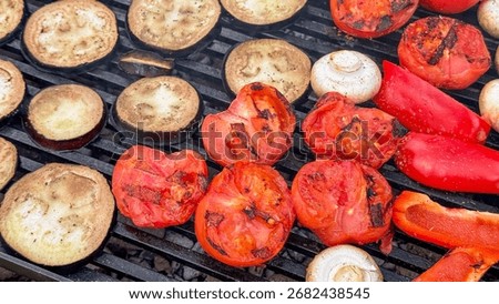 Sizzling vegetable symphony on a rustic grill embarks on flavorsome journeys, invoking Umami Day and Tomato Festival delights