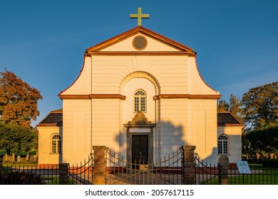 Sjobo, Sweden - October 11, 2021: Oveds Church (Öveds Kyrka) Is Built In Rococo Architecture Style. The Church Was Consecrated 1761.