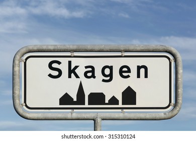 Skagen Road Sign In Denmark