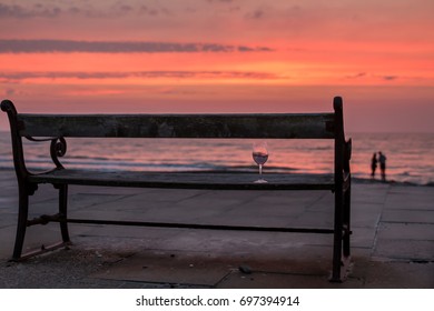 Skagen Sunset With A Bench In The Forground