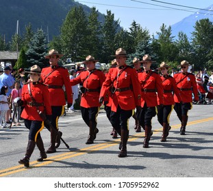 Skagway, Alaska. July 4 2019: Canadian Mounties Celebrate American Independence