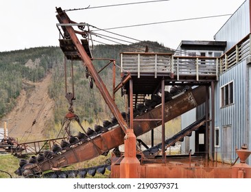 Skagway, Alaska - May, 2022:  Antique Dredging Machine From The Gold Rush.