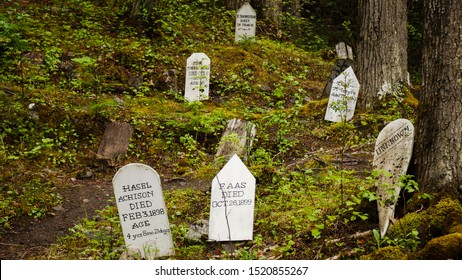 Skagway, Alaska - USA - August 14th 2019 - Gold Rush Graveyard. Old Abandoned Cemetery In Alaska. 19th Century.