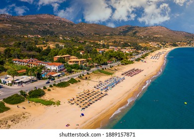 Skala Beach view from above, Cephalonia, Greece. Skala famous beach in Kefalonia island, Greece. Beeautiful Skala beach, Kefalonia island, Ionian sea, Greece.