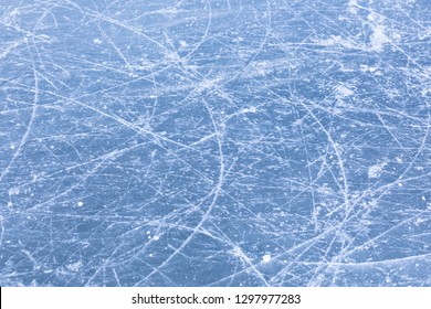 Skate Marks Can Be Seen On The Surface Of This Frozen Lake In Canada.