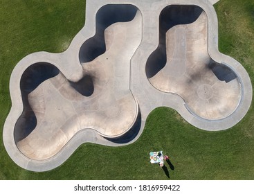 Skate Park And Blanket Taken From Drone