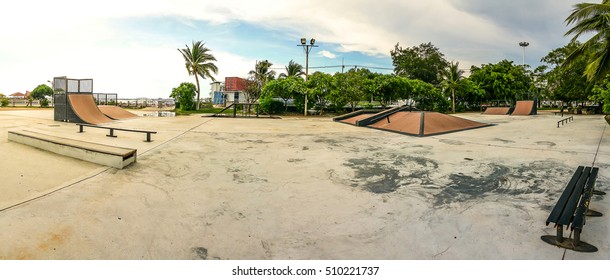 Skate Park in the daytime. Customizable dark tones . - Powered by Shutterstock