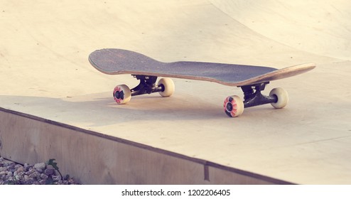 Skateboard Standing On Half Pipe Ramp Stock Photo 1202206405 | Shutterstock